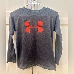 Under Armour Boys Gray and Red Long Sleeve Shirt- YS
